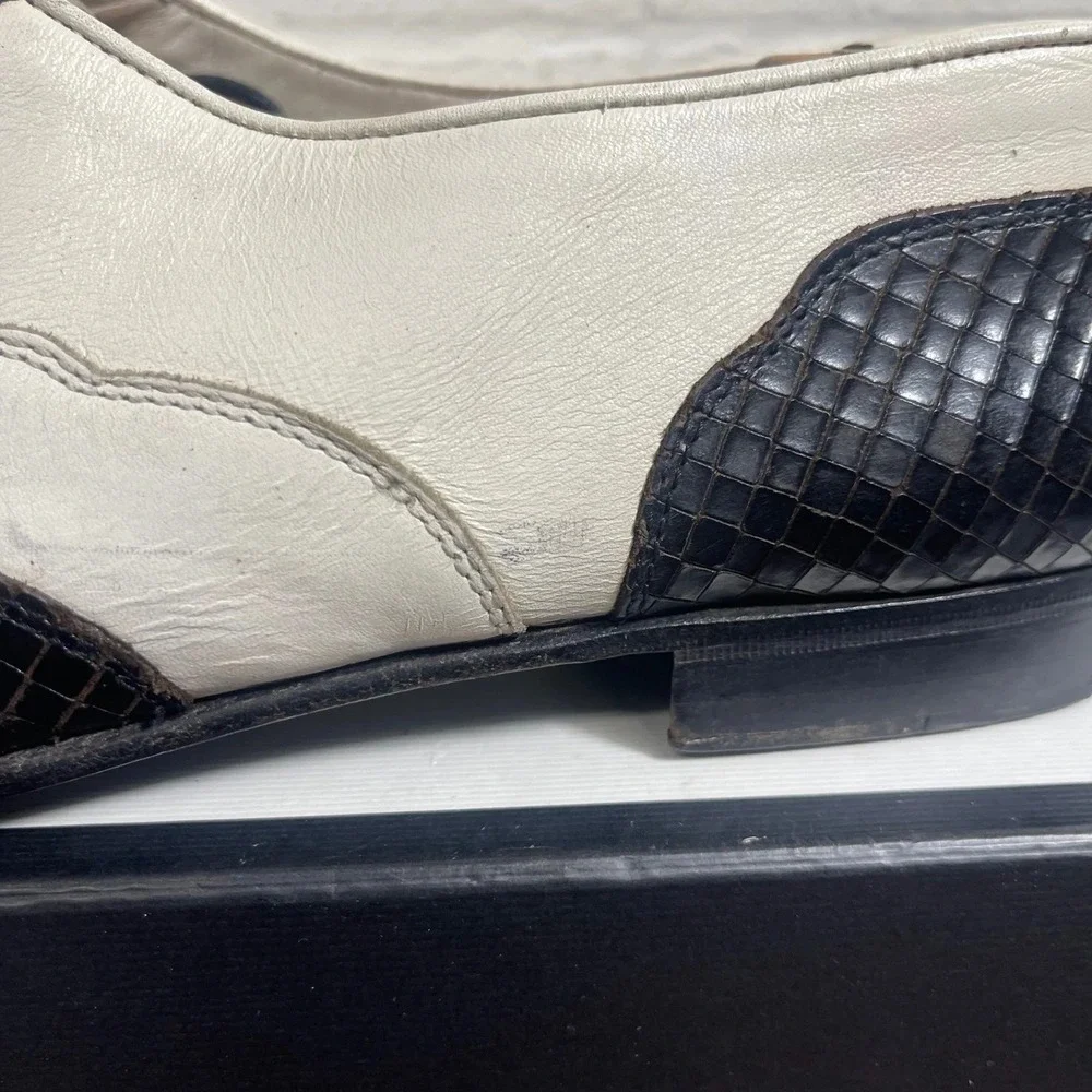 Vtg Johnston Murphy Spectator Black White Leather Wingtip Oxford Dress Sz 11‎ D